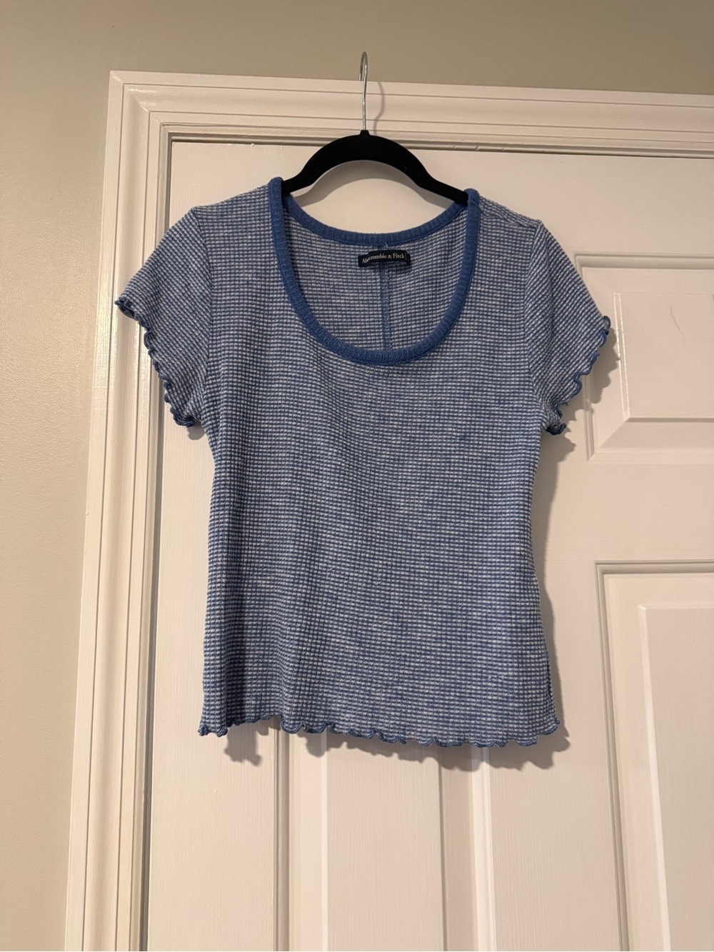 Abercrombie & Fitch Light Blue Ribbed Scoop Short Sleeve Top